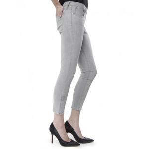 Helmut Lang Moto Cropped Skinny‎ Jeans Size 30 Fog Wash Light Gray Ankle Zippers